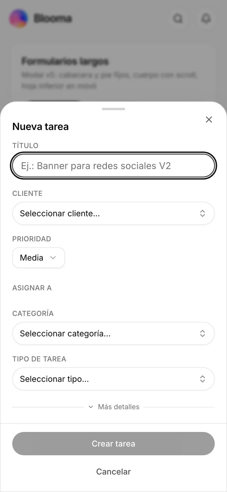 Crear una tarea desde el celular